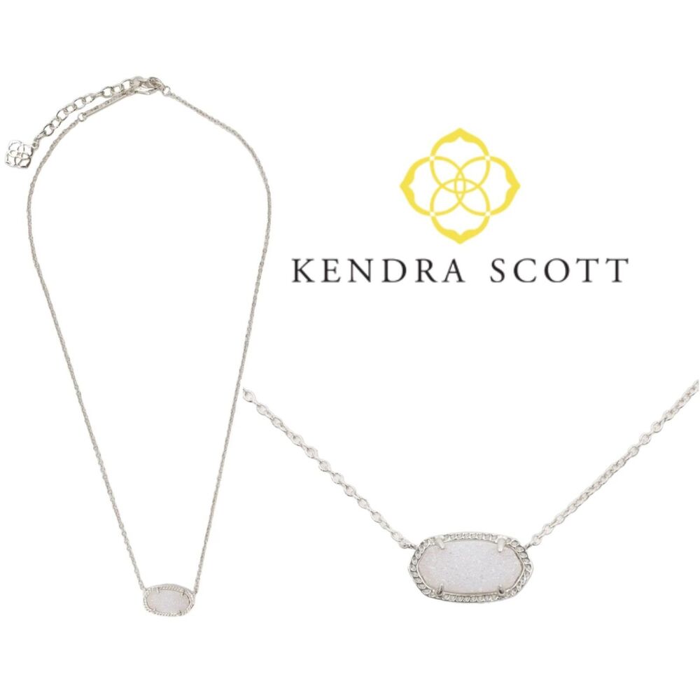 NWOT Kendra Scott Elisa Rhodium/Iridescent Drusy Pendant Necklace